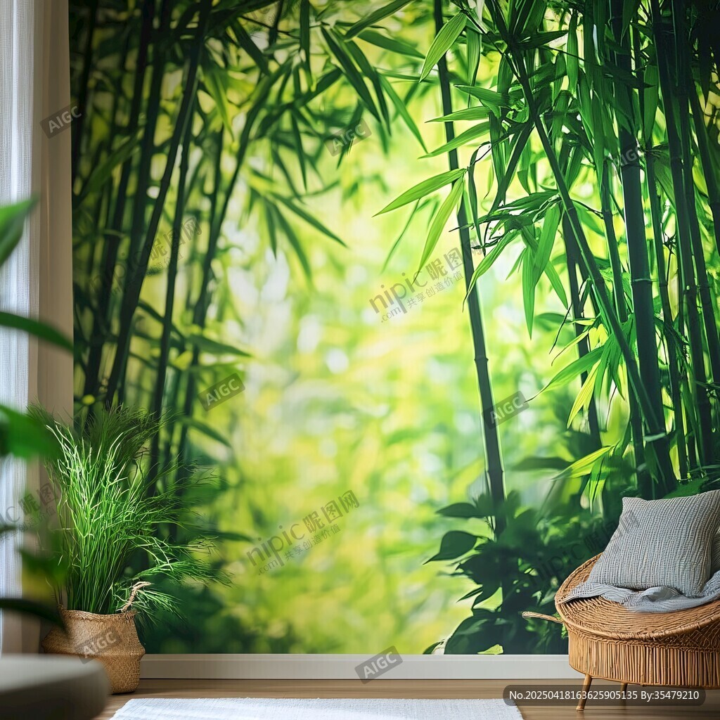室內(nèi)竹林風(fēng)墻紙裝飾效果