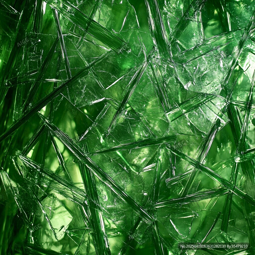 翠綠碎玻璃紋理特寫