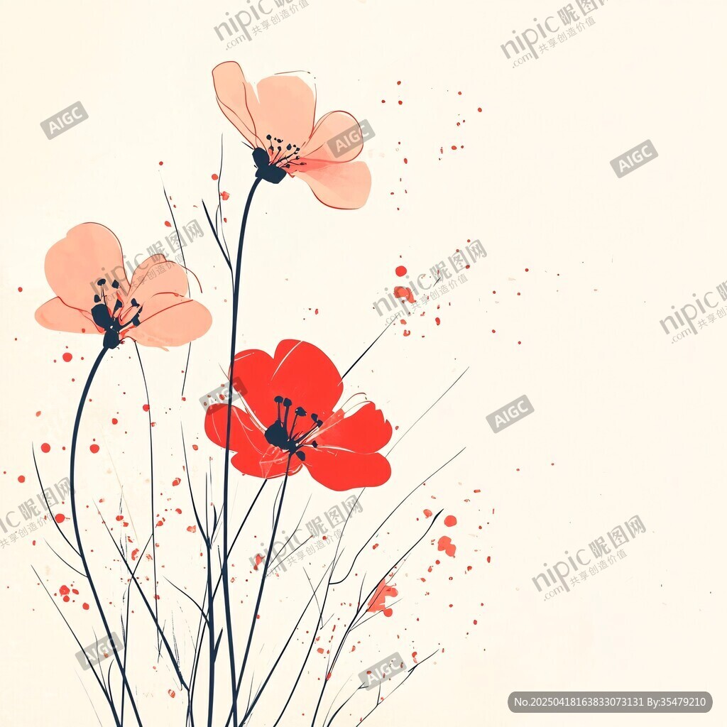 手繪花卉插畫 簡(jiǎn)約清新風(fēng)