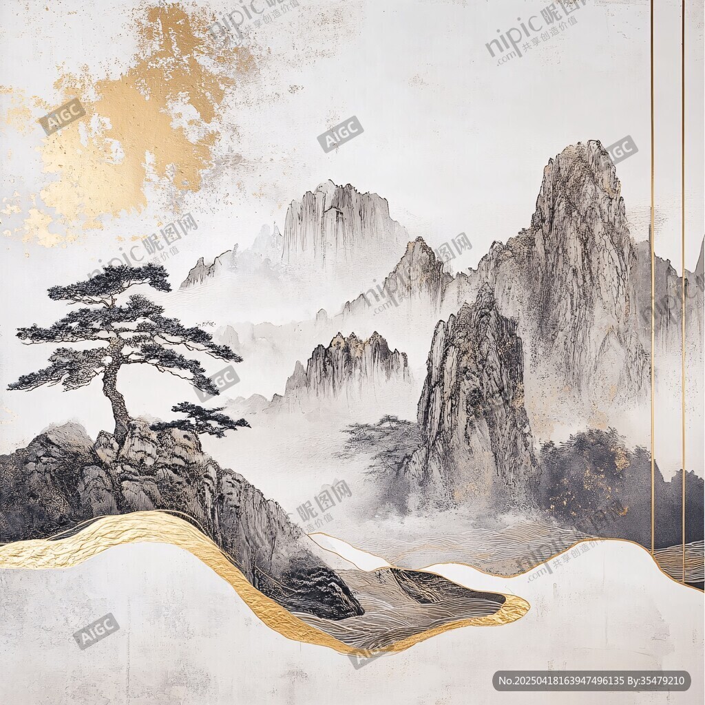 中式山水墨韻意境裝飾畫