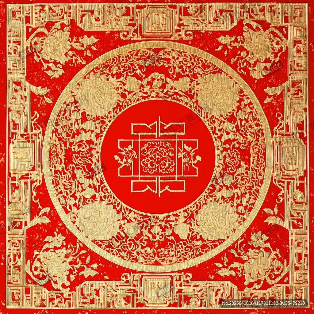 中式紅金傳統(tǒng)花紋圖案