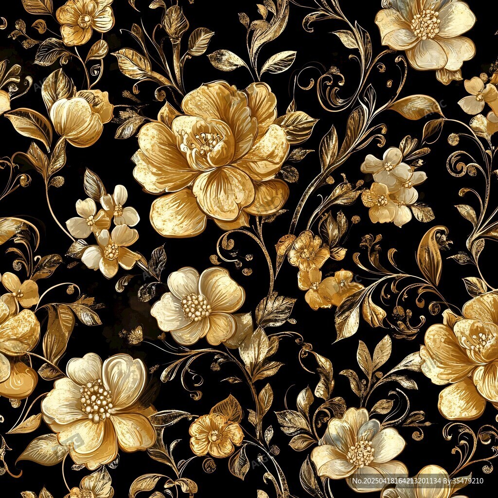 黑金花卉圖案 奢華藝術風