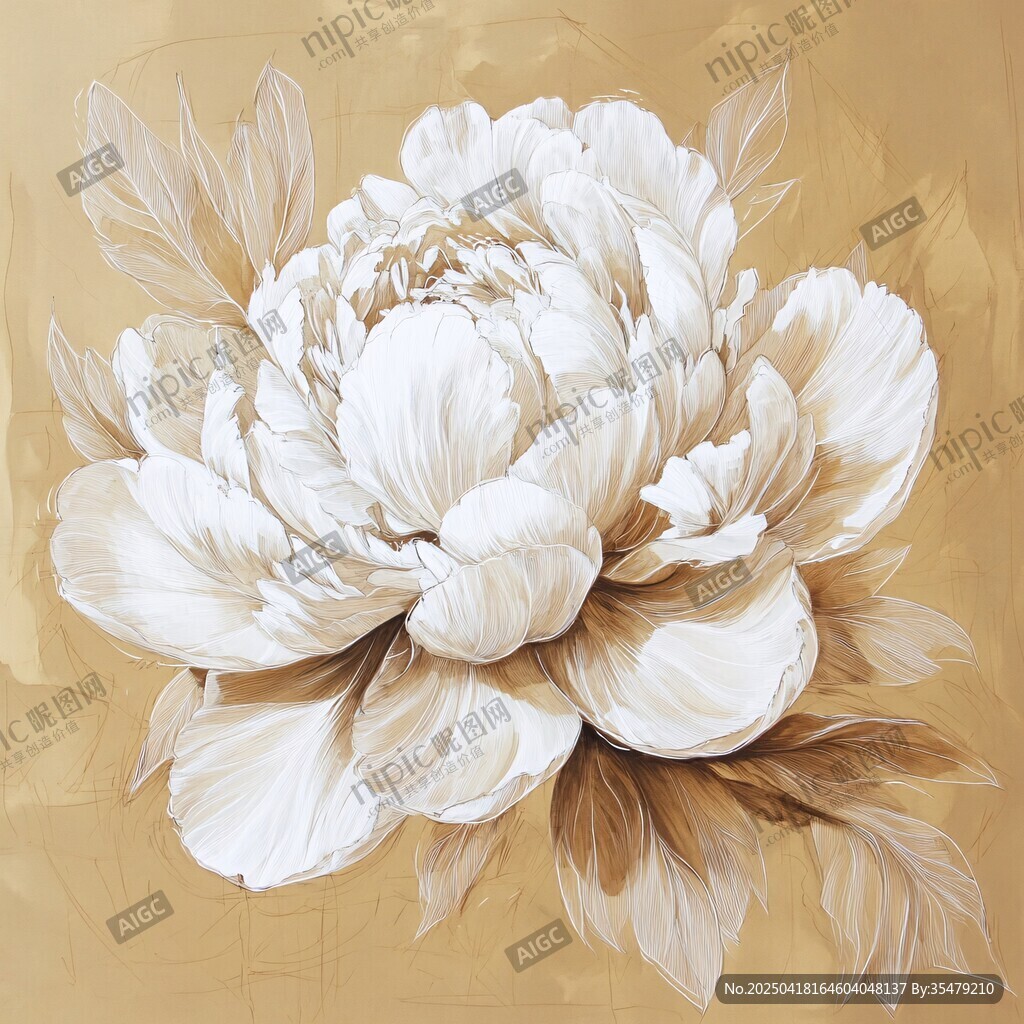 米色調(diào)優(yōu)雅白牡丹花圖