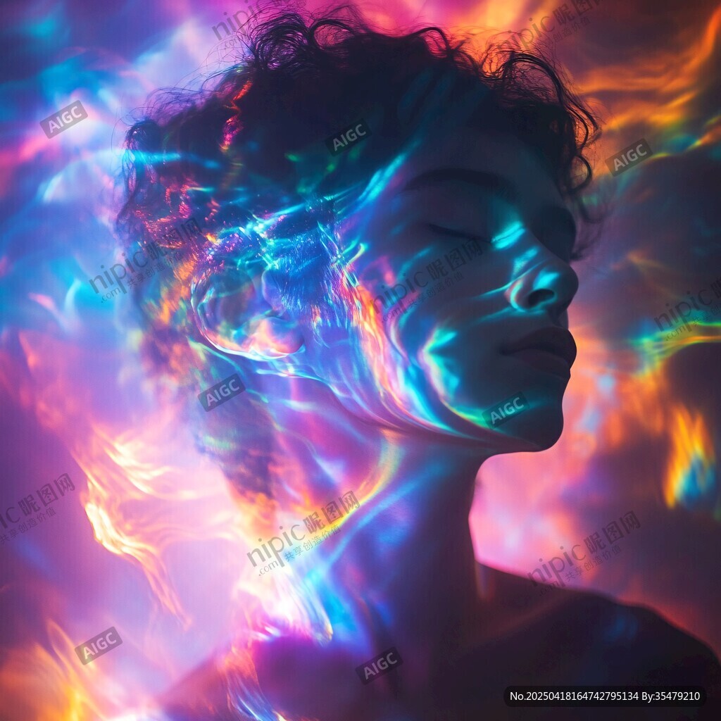 夢幻光影下的人物神秘輪廓