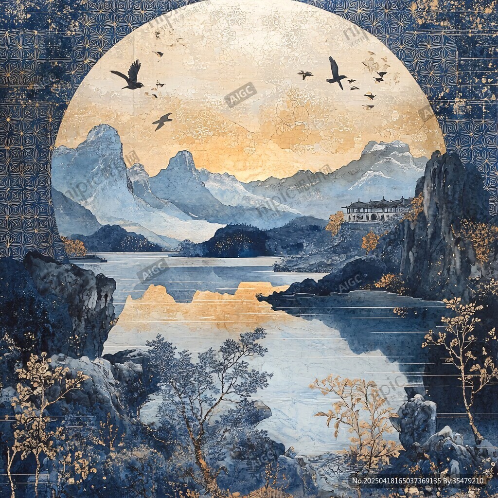 月夜山水圖