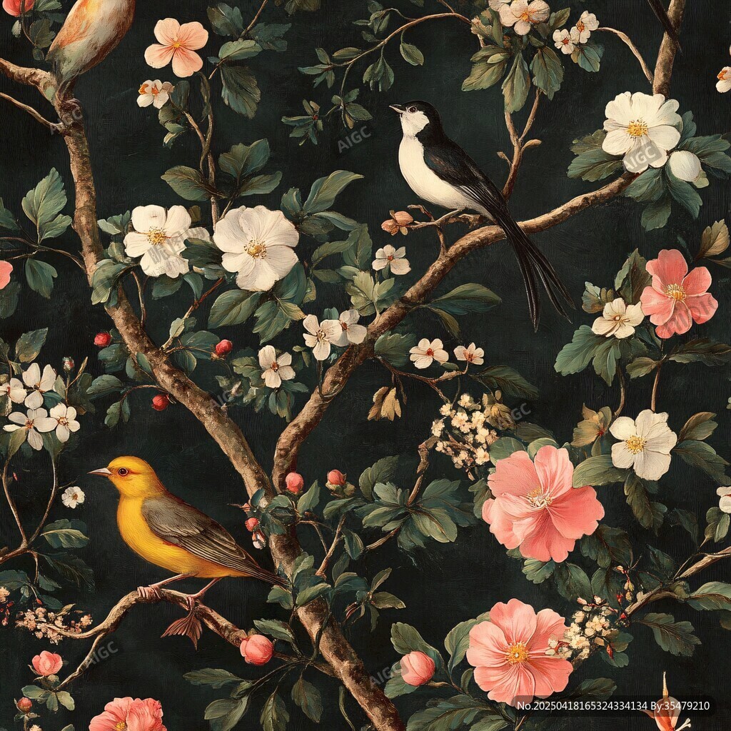 花鳥繁花圖紋