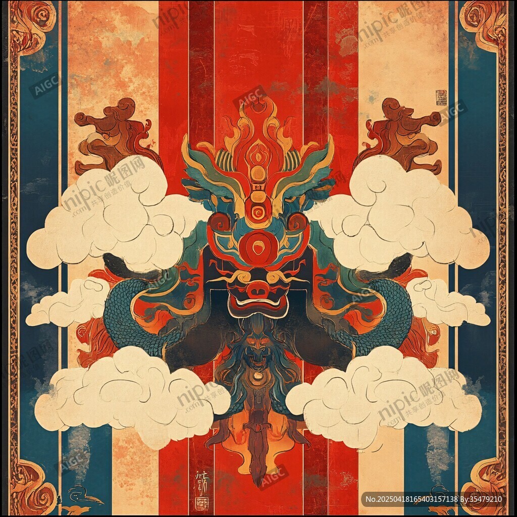 中式龍紋復(fù)古國風(fēng)裝飾畫