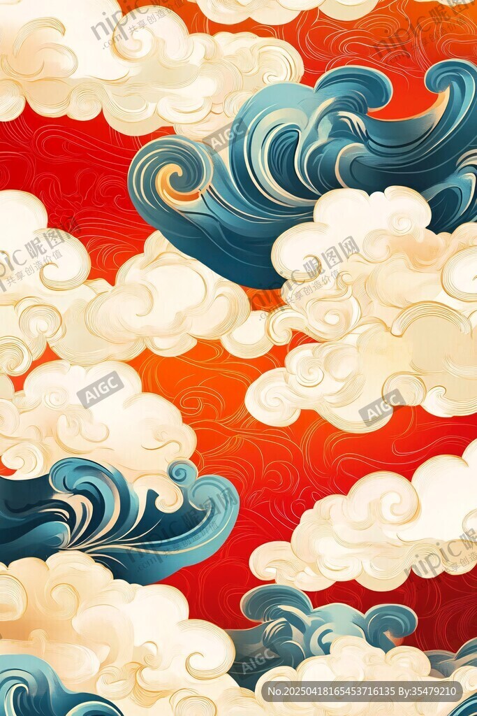 中式云浪圖紋背景