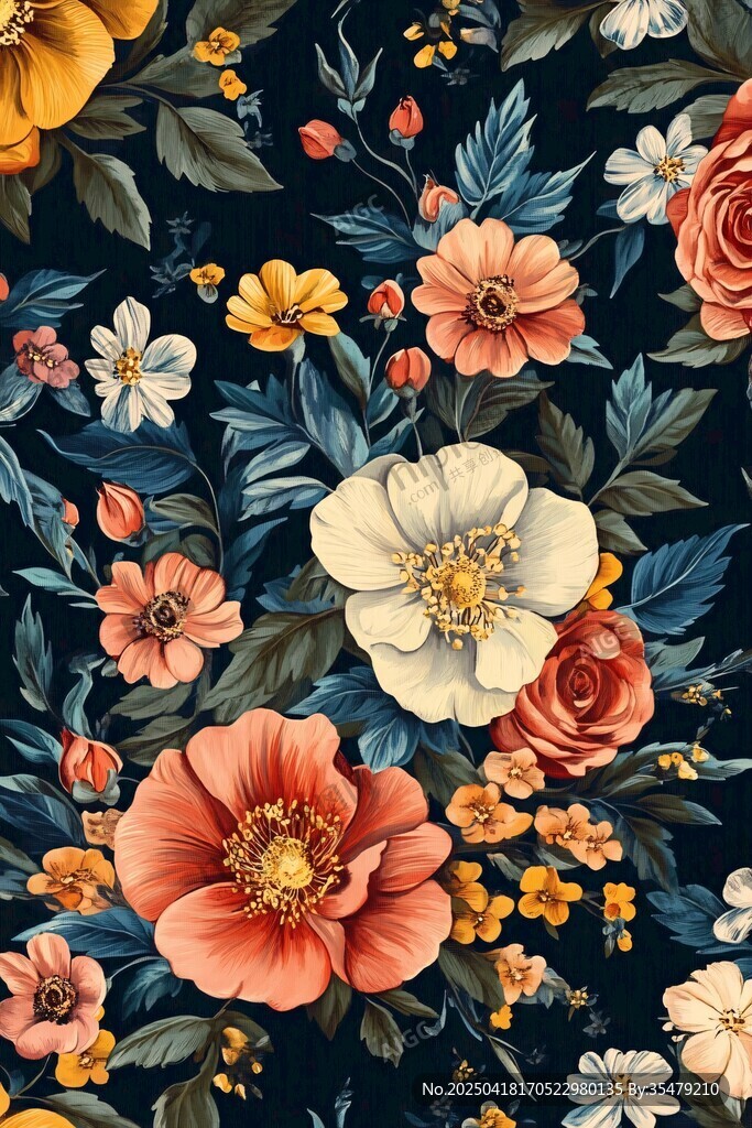 復(fù)古風(fēng)花卉圖案背景