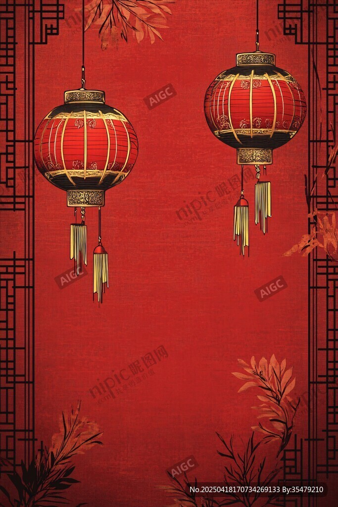 中式紅燈籠喜慶背景圖
