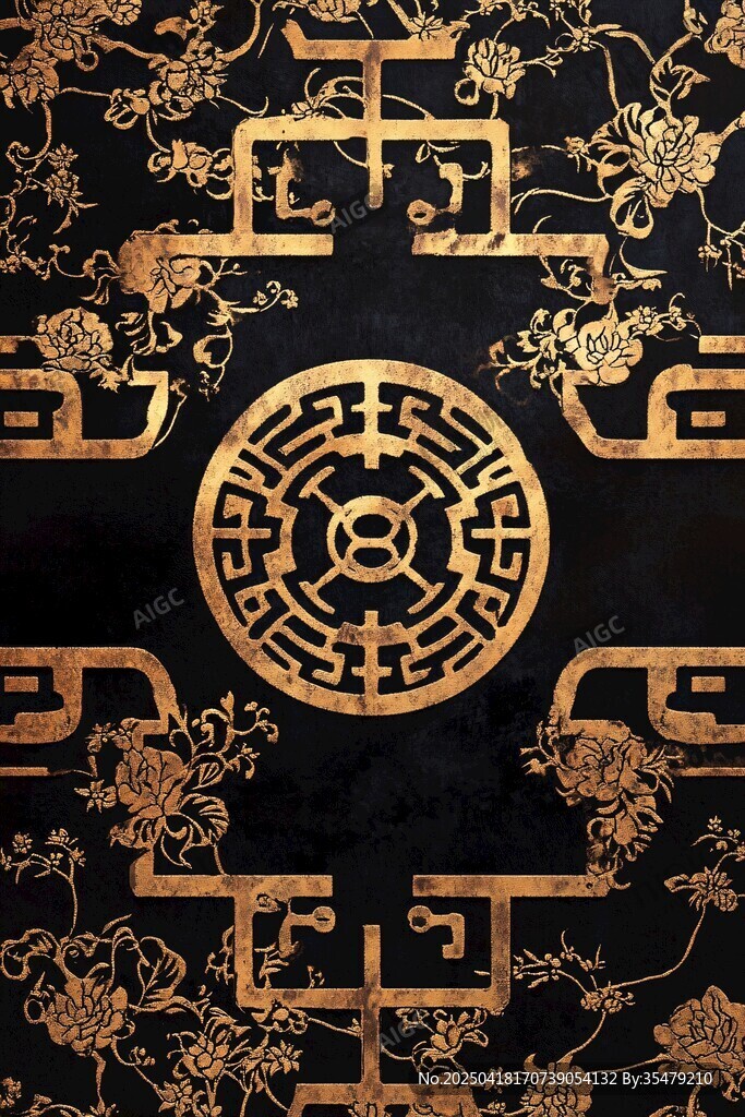 黑金中式傳統花紋圖案