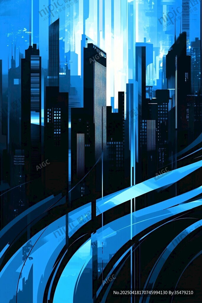 未來都市霓虹夜景