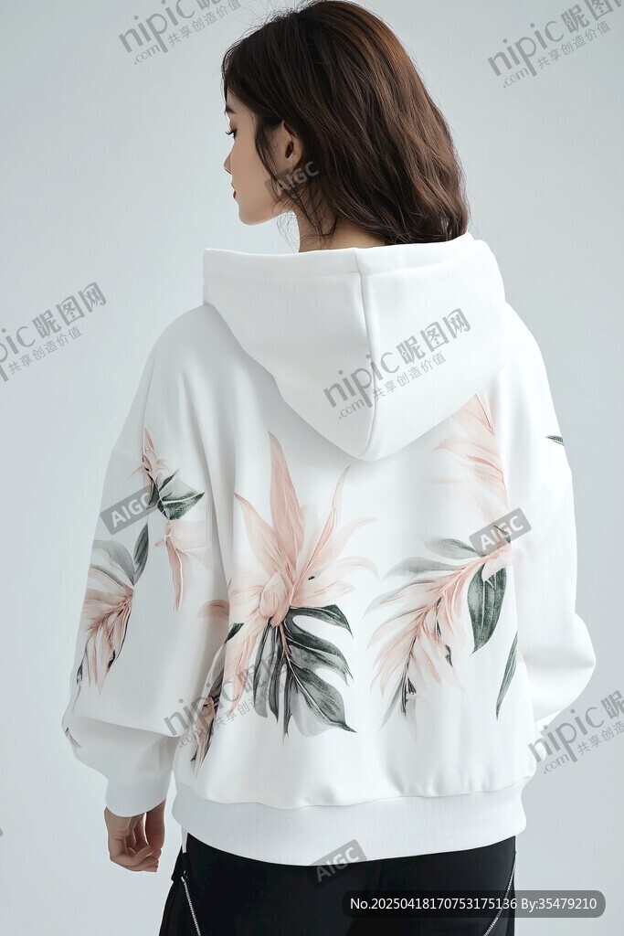 印花連帽衛(wèi)衣女士背影