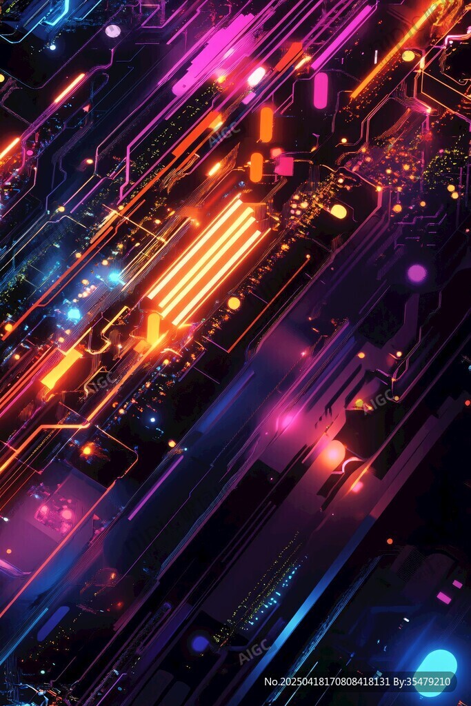 炫彩科技感電路背景圖