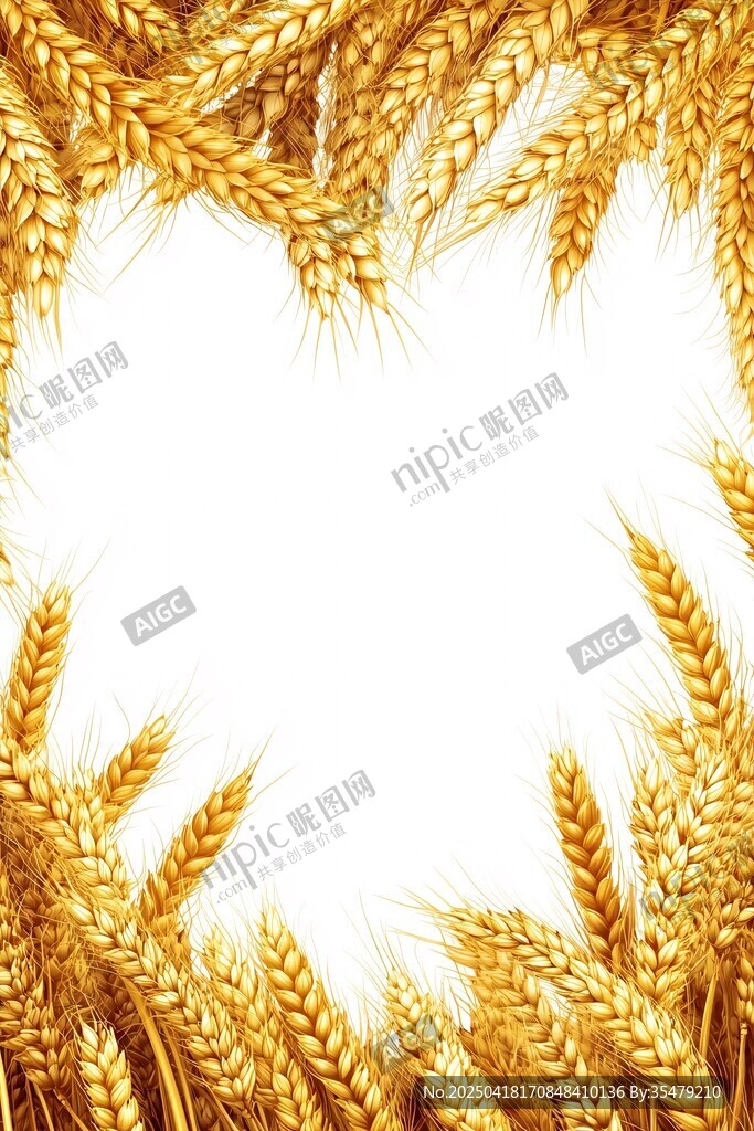 金黃麥穗環(huán)繞的空白背景