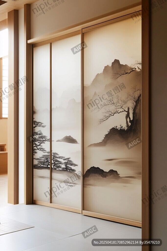 日式山水屏風 靜謐雅致
