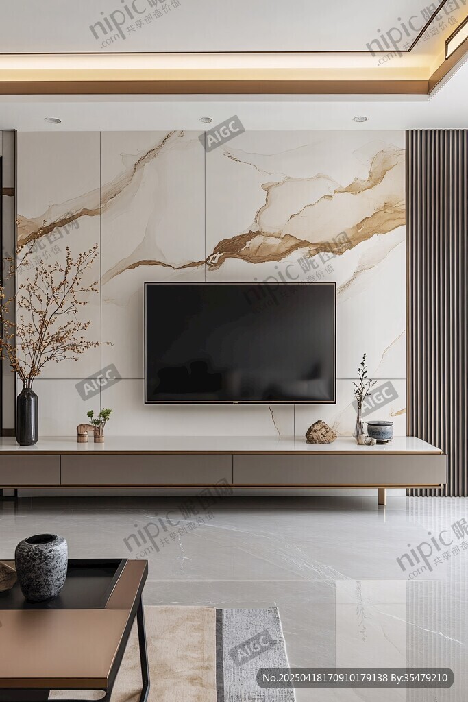 現(xiàn)代輕奢風(fēng)客廳電視背景墻