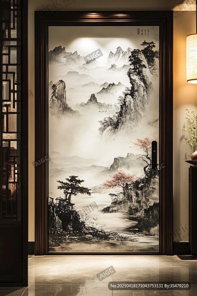 中式山水玄關(guān)裝飾畫