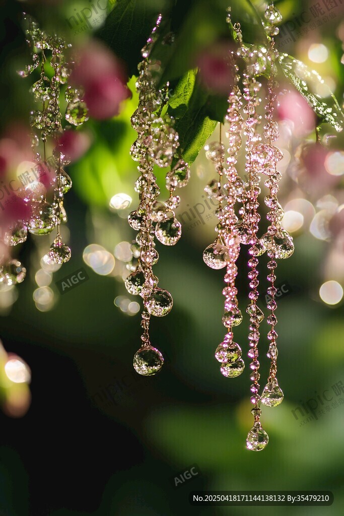 花上晶瑩水珠 自然之美