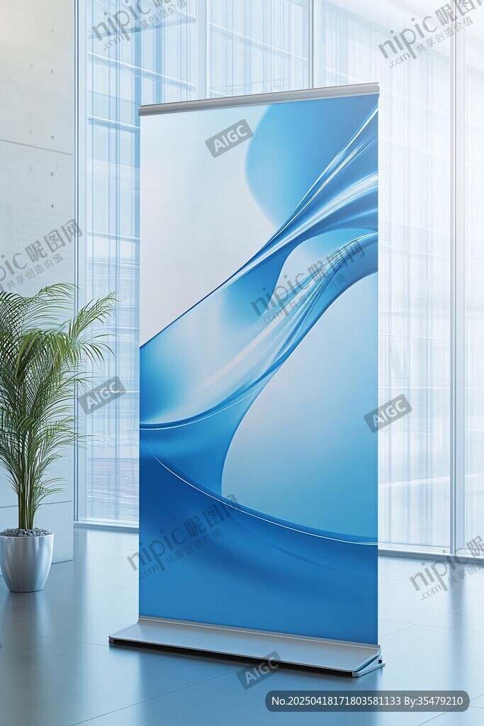 藍色漸變易拉寶展示圖
