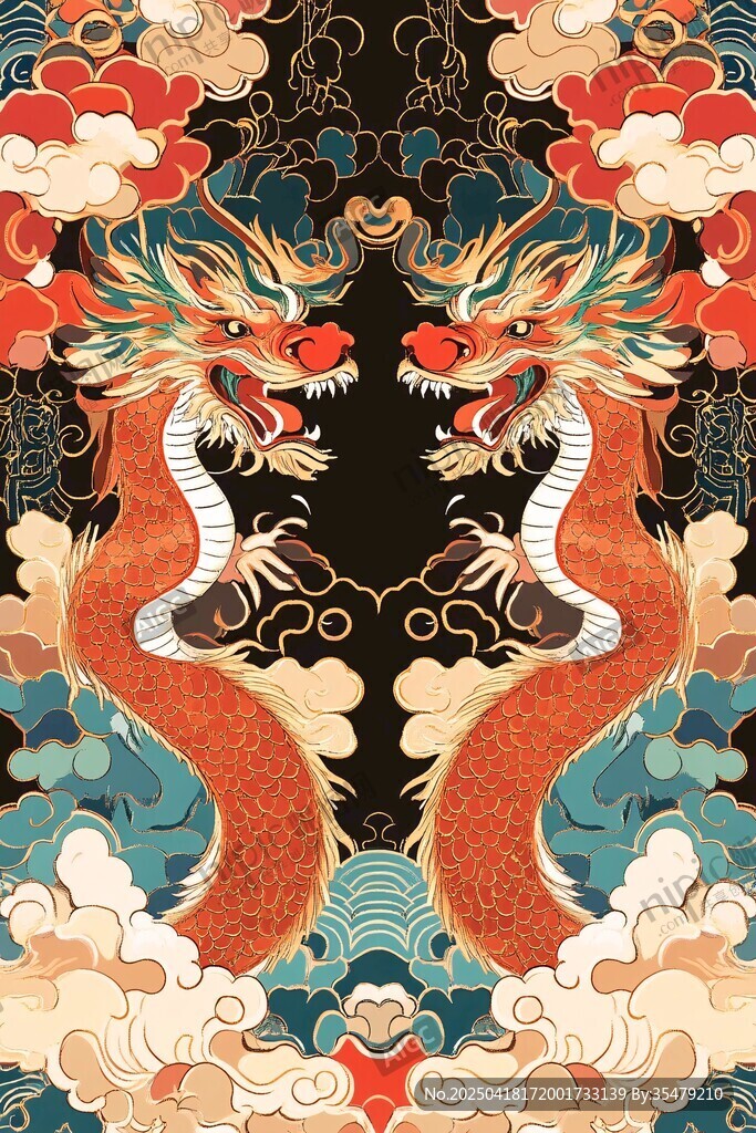 雙龍戲珠中式傳統(tǒng)圖案