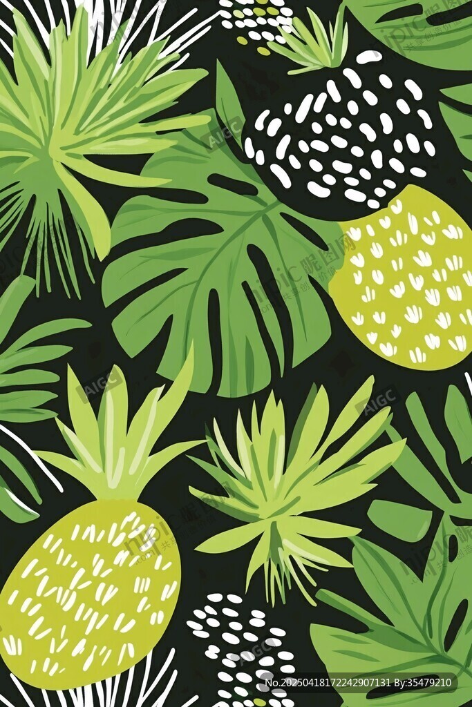 熱帶植物菠蘿圖案插畫(huà)
