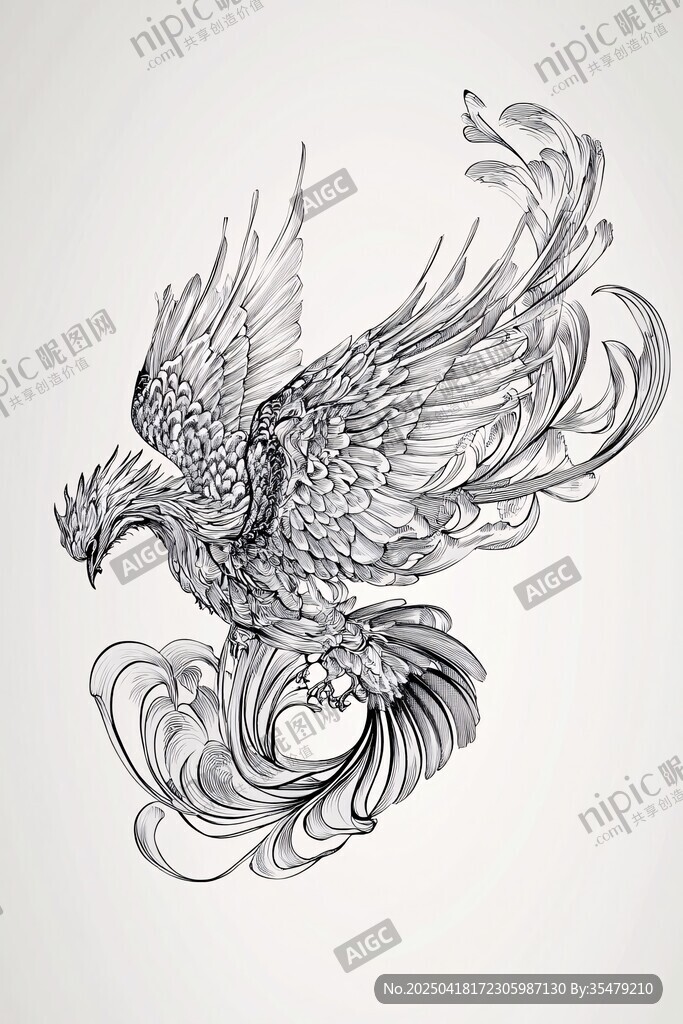 飛翔的華麗神鳥(niǎo)插畫(huà)
