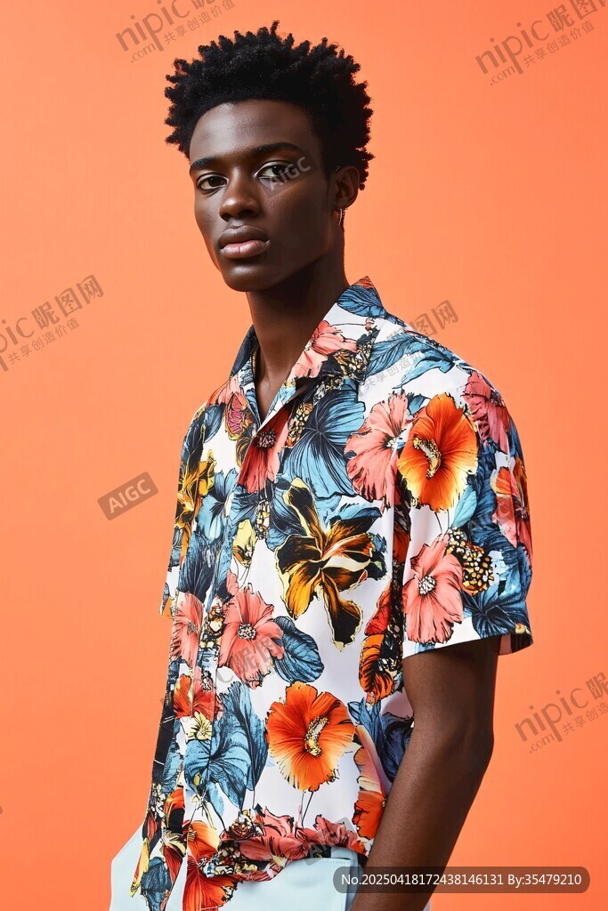 男士身著印花襯衫時(shí)尚亮相