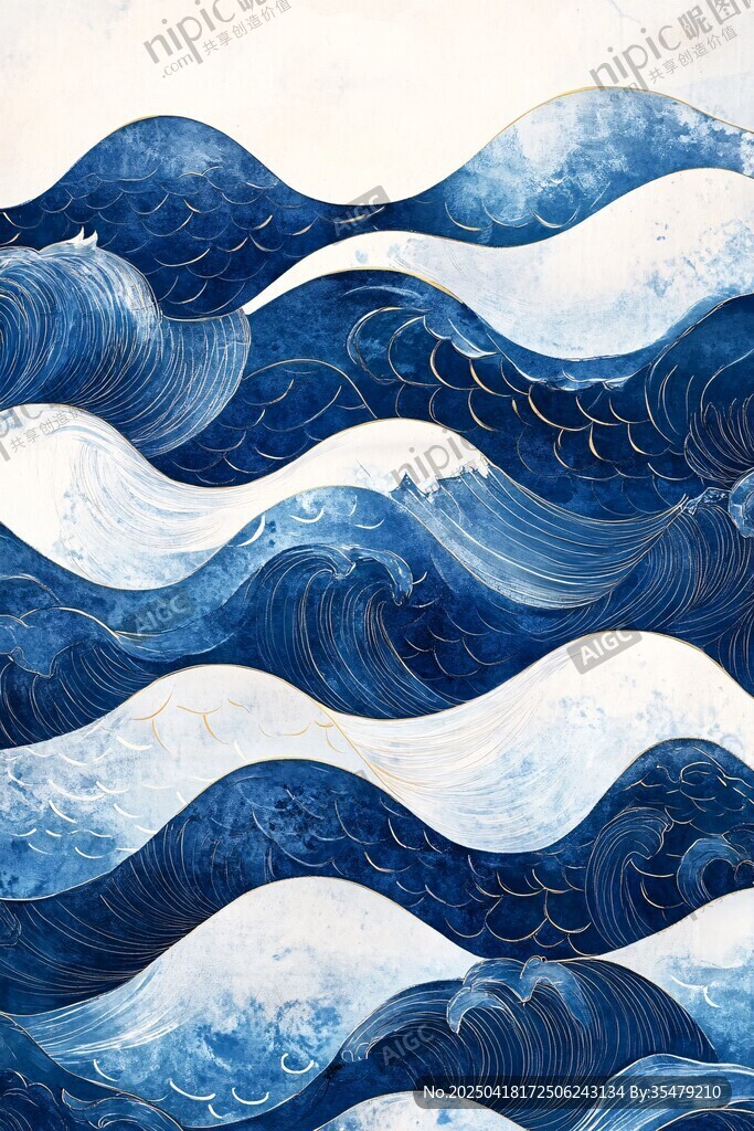 藍白海浪藝術(shù)圖案