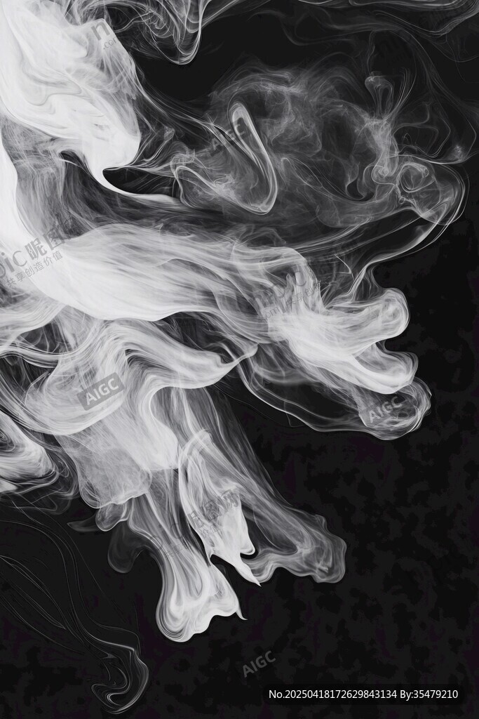 黑色背景上舞動的白色煙霧