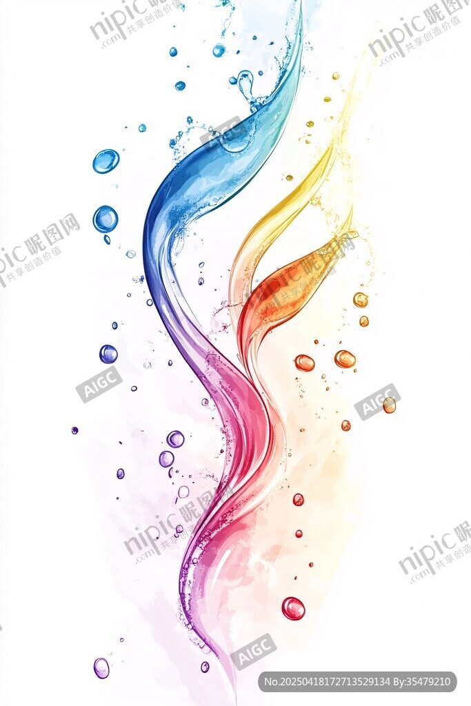 彩色流體動感水花背景圖