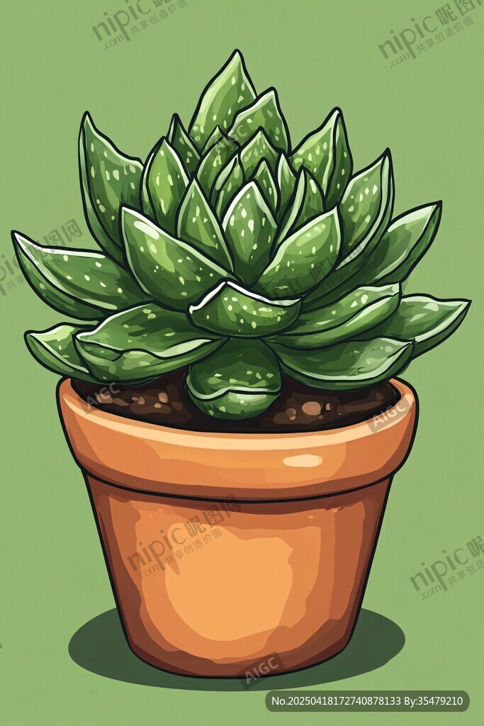可愛(ài)盆栽多肉植物插畫