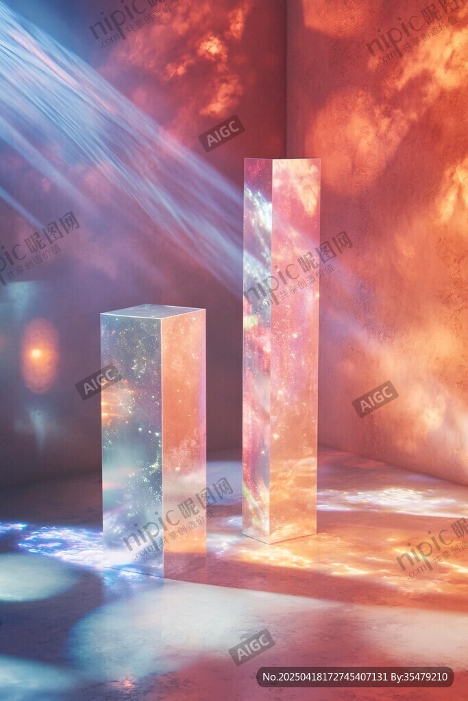 夢幻水晶柱光影藝術場景
