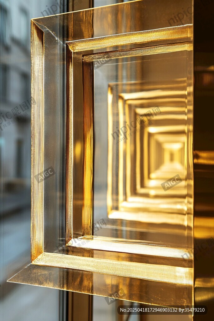 金色金屬框架的空間縱深感
