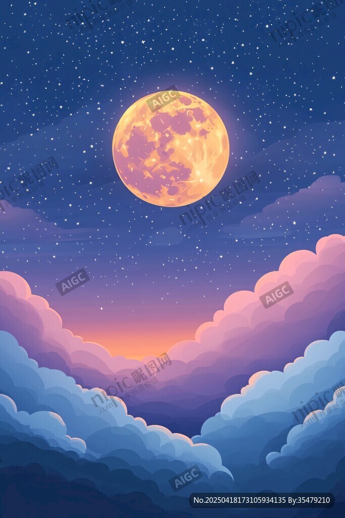 夢幻月夜下的云海奇景
