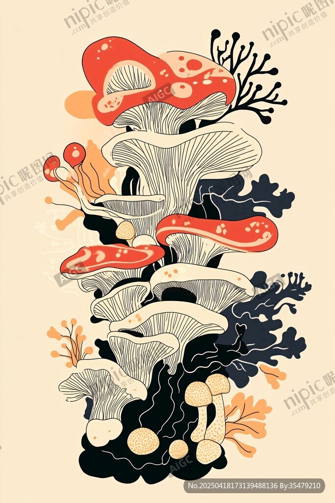 奇幻蘑菇插畫