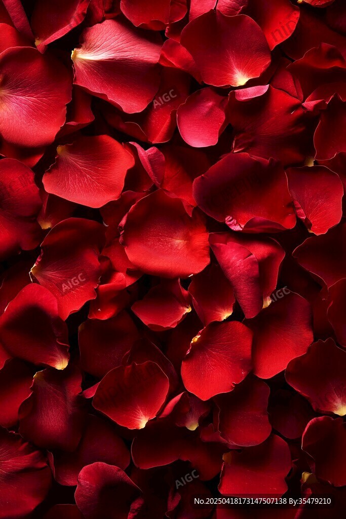 浪漫紅玫瑰花瓣鋪滿畫面