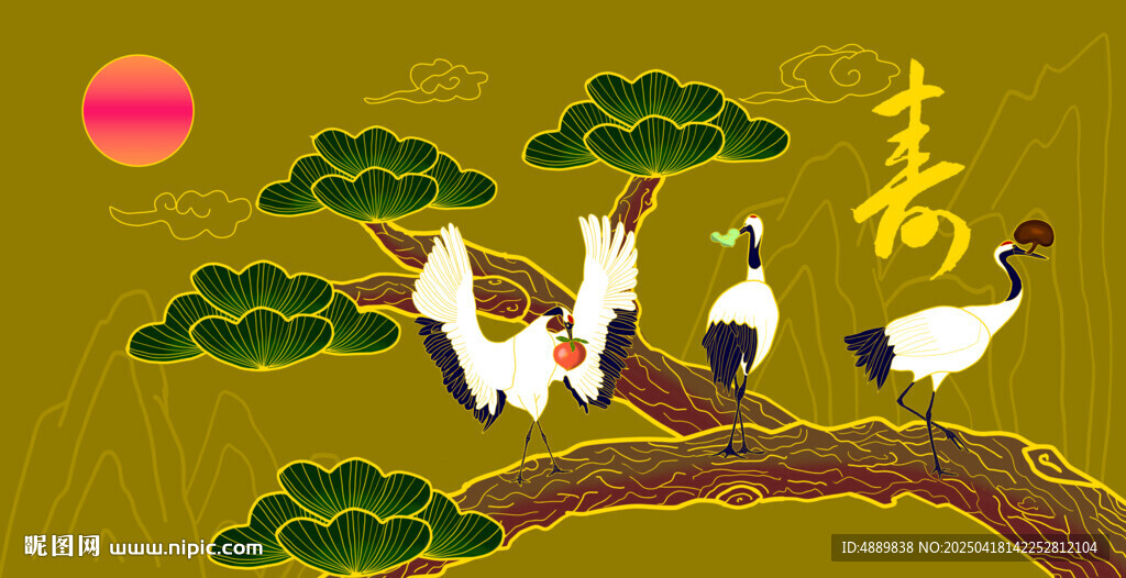 松鶴朝陽(yáng)圖