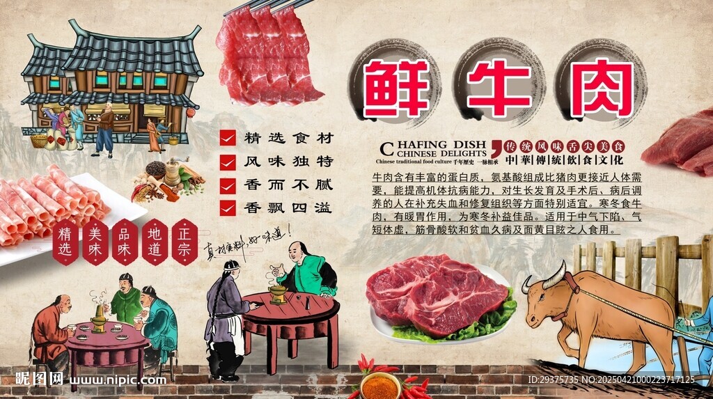 鮮牛肉背景墻