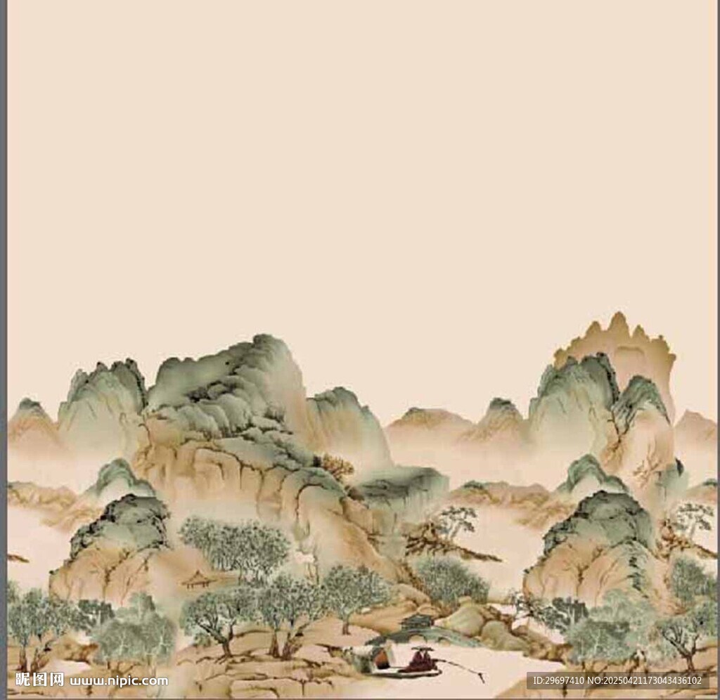 山水 水墨畫 國畫 風景 云霧