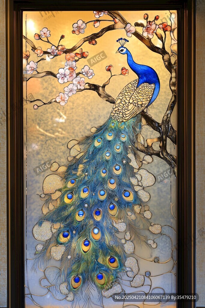 孔雀棲花圖
