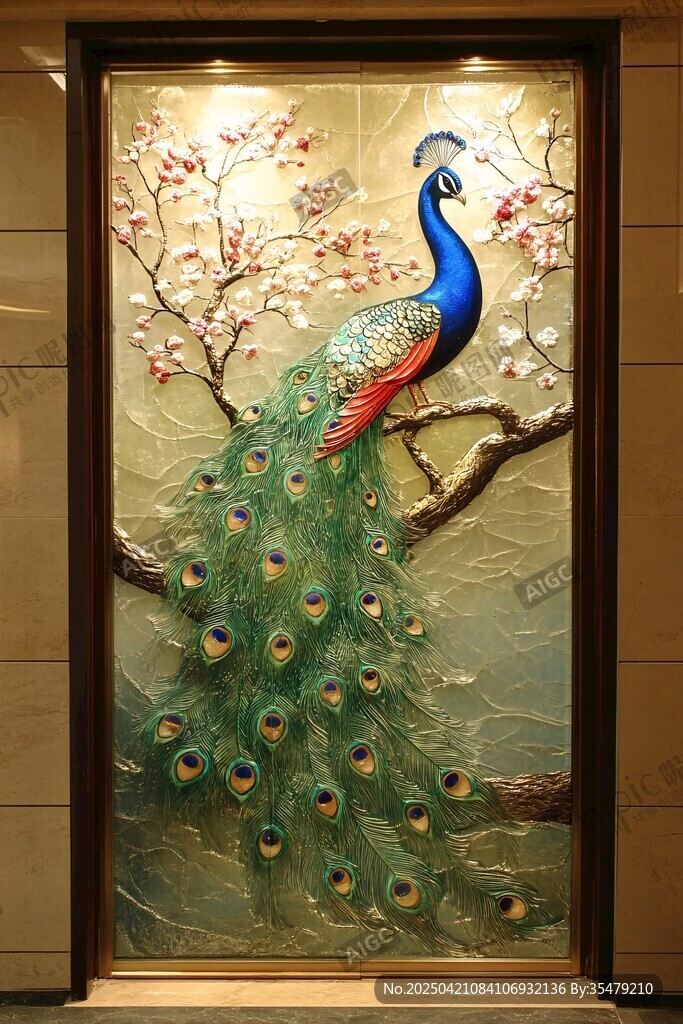 孔雀棲花圖 中式精美藝術(shù)