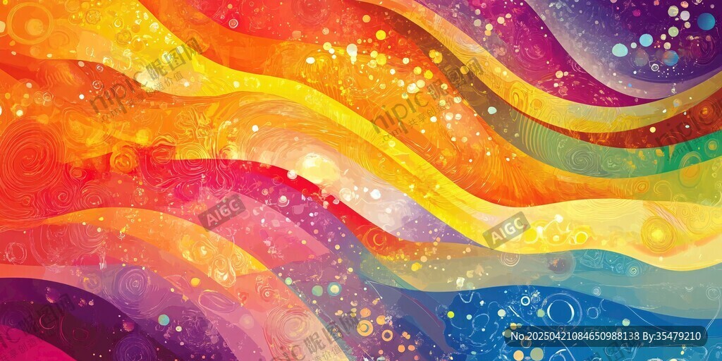 絢麗多彩的夢(mèng)幻波浪背景