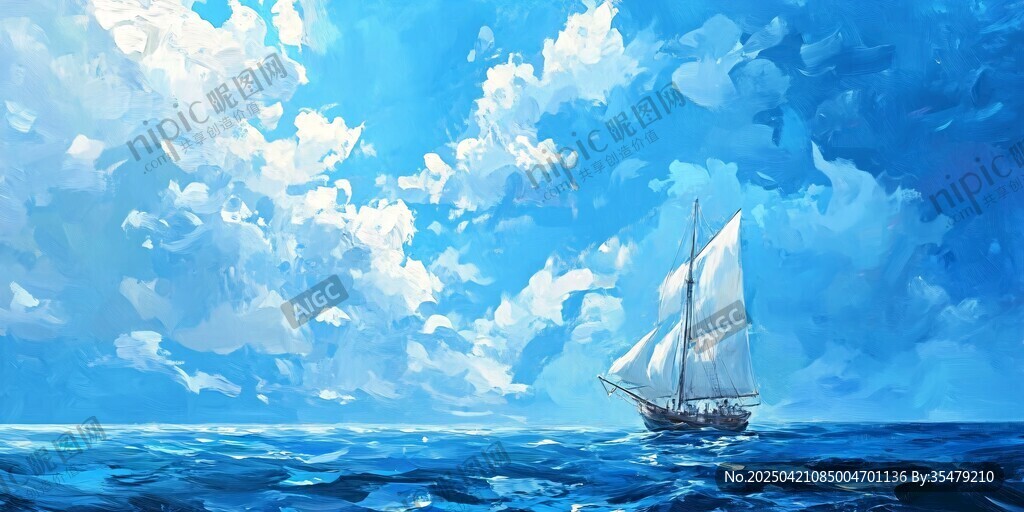 藍天下的海上帆船