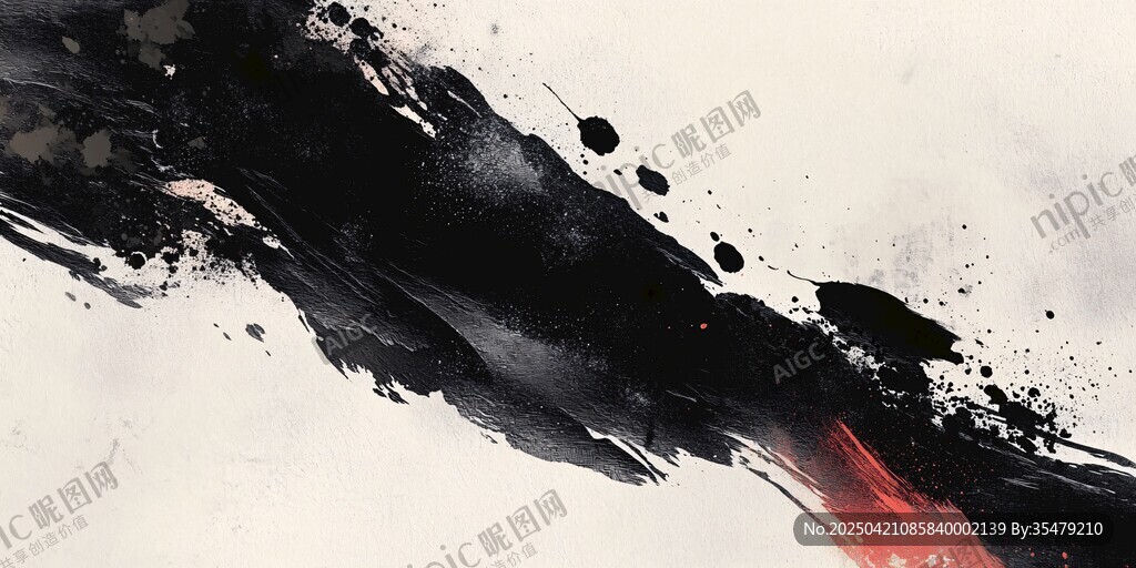 墨韻紅痕 抽象藝術筆觸
