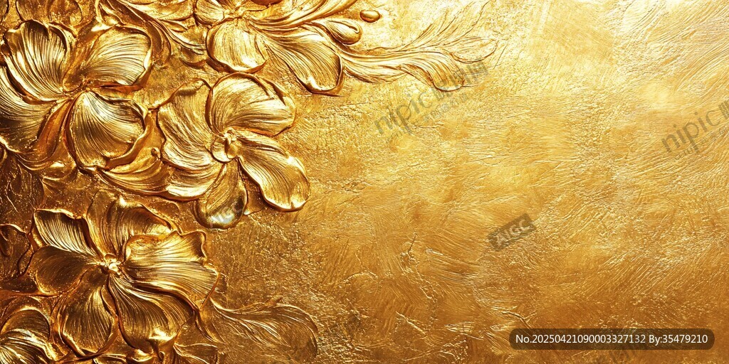 金色浮雕花卉背景紋理
