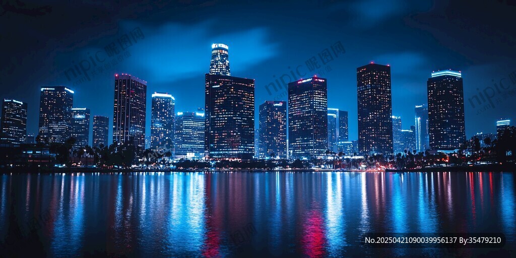 都市夜景下的璀璨水岸風(fēng)光