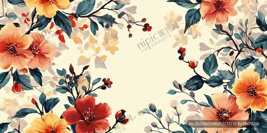 花卉邊框插畫(huà) 復(fù)古風(fēng)美學(xué)