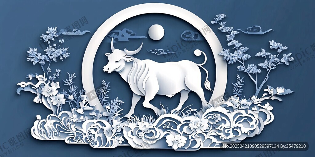 牛年剪紙藝術精美畫面