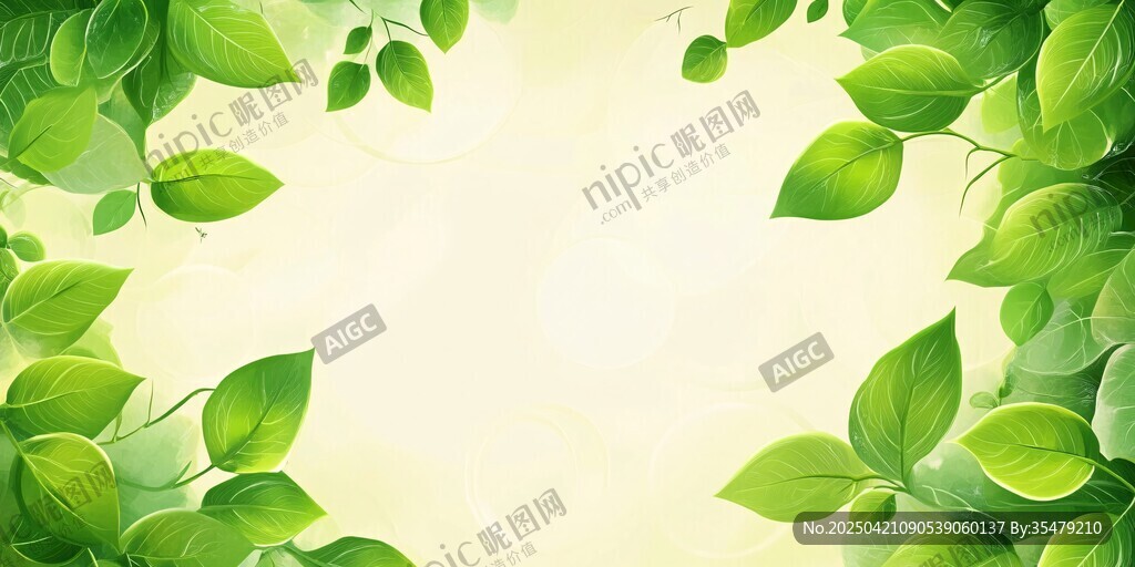 清新綠葉背景圖